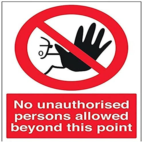Vsafety 52020BC-R, cartello divieto di accesso con scritta in inglese “No Unauthorised Persons Allowed Beyond This Point”, in plastica rigida, 300 x 400 mm, nero/rosso (lingua italiana non garantita)