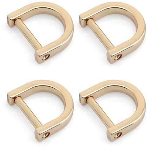 CRAFTMEmore Loops & Sliders CRAFTMEmore D-Rings with Screw Shackle Horseshoe U Shape Dee Ring DIY Leather Craft Purse Replacement for 5/8 Inch Strap 4 pcs (Gold)