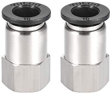 sourcing map Push to Connect Tube Fitting Adapter 10mm Tube OD X 1/4BSPT Female Straight Pneumatic Connecter Pipe Fitting 2pcs