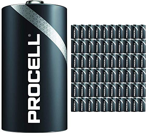 60 Pack - Duracell Procell D Cell Batteries | 1.5V Industrial Power Alkaline Battery | Home or Office Use | Car Air Freshener Promo Pack | Reliable Long Lasting Power