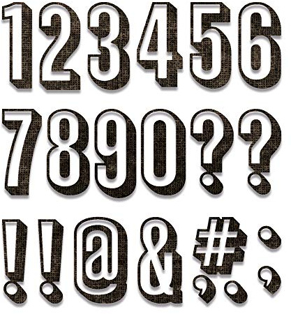 Sizzix 664808 Thinlits Schneideisen Set, 21PK, alphanumerische Schattenzahlen, von Tim Holtz