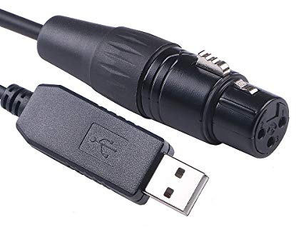 Green-utech Cable controlador USB a DMX FT232RL RS485 Interfaz Dongle Cable de luz de escenario Soporte para software Freestyler (16 pies)