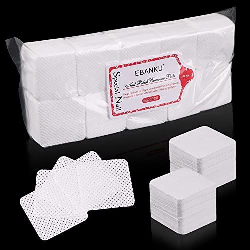 EBANKU 1000 stück Wattepads Fusselfreie Pads Nail Cleaming Wipes Pads | Nail Art Cotton Removers Baumwolle Fusselfreie Pads for Eyelash Extension Glue Nail Abwischbar