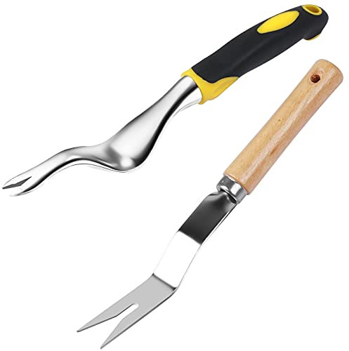Garden Weeder Hand Weeding Tool Weed Removal Stainless Steel Handle Weed Deep Digger Grass Lawn Trimming Remover Fork Puller for Weeds Eradicate