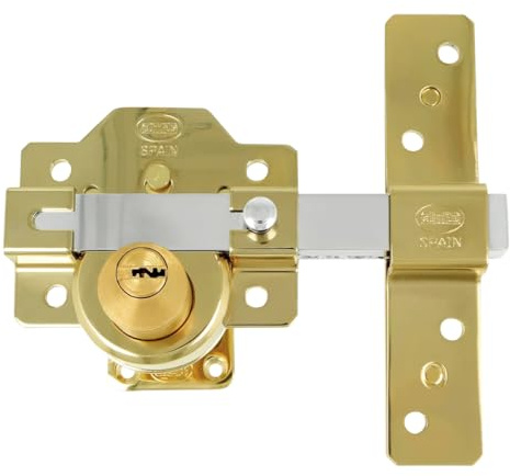 Amig – Türschloss | Overlay-Sperre | 105 x 170 mm | Gold | 50 mm 6-poliger Sicherheitszylinder | Öffnungsriegel | Antibumping-System und Schutz gegen Pickel