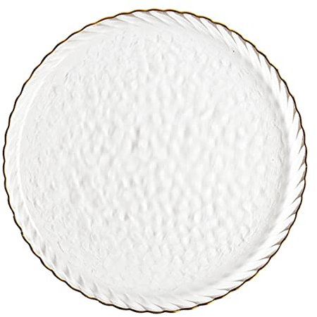 Cabilock 1pc Elegant Rimmed Glass Plate Transparent Serving Dish for Desserts Salads Stylish Decorative Tableware for Dinner Parties Special Occasions