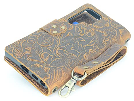 JJNUSA Kompatibel mit Samsung Galaxy S22 Ultra 5G 2022 Echtes Distressed Leder Wallet Flip Cover Case Braun