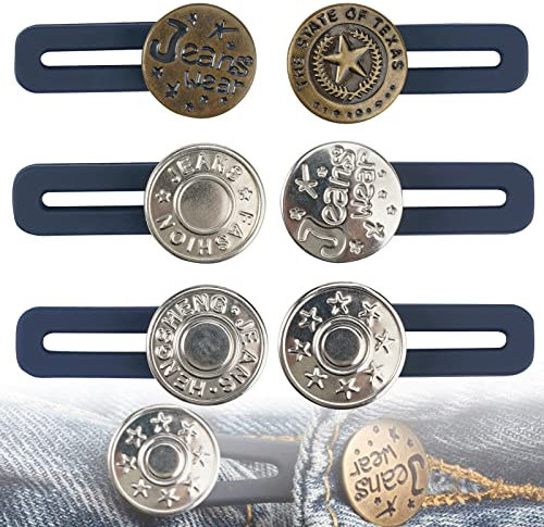 6 Stück Hosenbunderweiterung Knopf,Knopfverlängerung für Hosen,Hosenknopfverlängerung,Magische Jeansknöpfe Hosenerweiterung,Hosenknopf Erweiterung,Einziehbare Knöpfe für Jeans Röcke Hosen