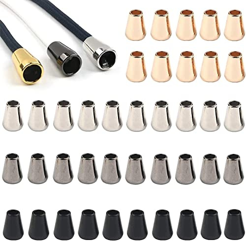 Kordelenden, Metall Kordel Verschluss, Endstück für Kordel, 40PCS Kordelenden aus Metall Kordelenden Endstück Metall Kordelendstücke Kordel Verschluss Kordelstopper Kordelklemme