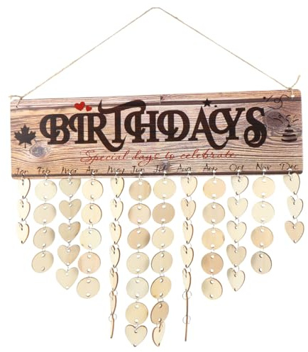 STOBOK 40x12cm Holz Geburtstag Kalender Hängen Kalender Personalisierte Home Decor Geburtstag Erinnerung