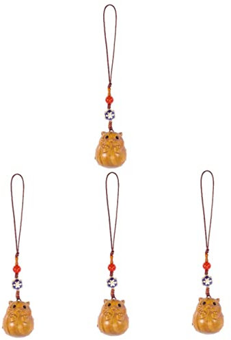 Mikikit 4 Stück Handyanhänger Hase Schlüsselanhänger Klassischer Fall (Telefon Charms Tierkreis-kaninchen-charm-anhänger Schlüsselanhänger Für Frauen Zubehör Hölzern Niedlich Fräulein