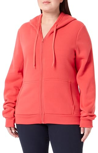 Nally Nally Felpa con Cappuccio da Donna, con Cerniera, in Poliestere, Rosso Estivo, Taglia XL Felpa con Cappuccio Donna