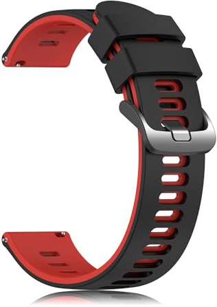 EZMVZKU 22mm Silikon Armband für Samsung Galaxy Watch 3 45mm/Watch 46mm/Amazfit GTR3/3 PRO/GTR4 Ersatzarmband,für Huawei Watch GT runner/GT3 46mm/3/3 pro Sport Uhrenarmband,Schwarz/Rot