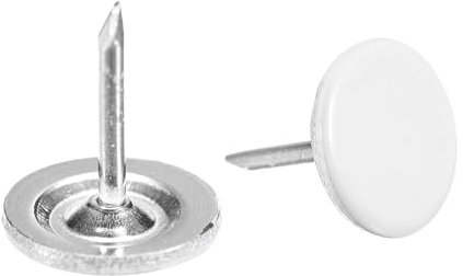 sourcing map 50Pcs Upholstery Tacks, 11mmx13mm Flat Head Decorative Furniture Nails Thumb Tack for Furniture Sofa Headboards, White