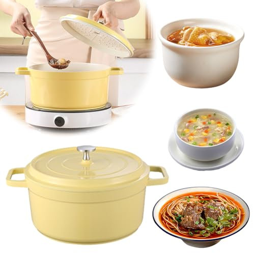 HTU Enameled Cast Aluminum Dutch Oven with Lid Home Kitchen Enamel Stock Pot Nonstick Heat Preservation Cookware Multifunctional Cookware