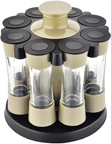 Eight Slots Rotating Cruet Condiment Spice Rack Seasoning Jar for Pepper Bottle Salt Shaker Kitchen Stand Organizer