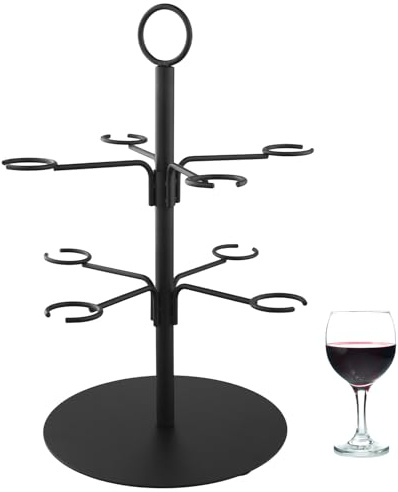 QWORK® Party Drinks Tower Árbol para servir ginebra, cóctel, martini, champán, vino - Soporte para copas de vino para 8 copas
