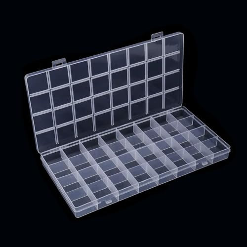JCUGSBS Boîte de Rangement Plastique, 32 Compartiments en Transparent, pour Ranger Les Vis, Boucles d'oreilles, Perles, Matériel de Bureau