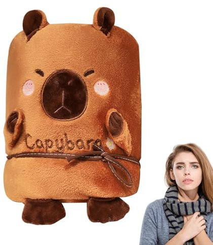 Acunny Capybara-Kapuzendecke, Capybara-Kapuzendecke | Lustige Tierdecke | Kuschelige Decke, tragbare Capybara-Decke, übergroße Capybara-Reisedecke, Kapuzen-Cape