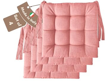 Il Tuo Artigiano Design 4 Stuhlkissen im Set, 40 x 40 cm 6 cm dick, Polsterung aus Schaumstoff und weichem Acryl, Sitzkissen Stuhl 4er Set, Stuhlkissen Outdoor 40x40 (4, Puderrosa)