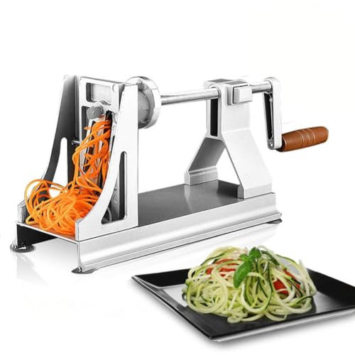 Spiraliseur de légumes, trancheuse à Spirale de légumes à 3 Lames en Acier Inoxydable, Pommes de Terre râpées en Cascade multifonctionnelle, Machine à Spaghetti de courgettes végétariennes