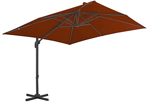 Higsose Gartenschirm 3x3x2,58 m Strandschirm mit Aluminium Mast Kippbar und 360° Drehbares mit 8 Schirmrippen Sonnenschirme Parasol Braun mit Lüftung und Kurbelsystem Stoff mit PA Beschichtung