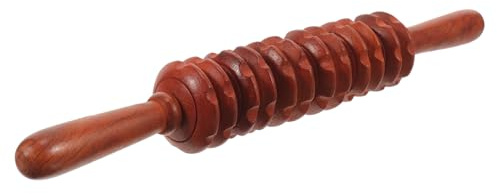 FRCOLOR Massagegerät aus Holz für Beine Rücken und Bauch Rollendes Massagegerät mit Griffen für Hause und Unterwegs Natürliches Körpermassagegerät mit Rad
