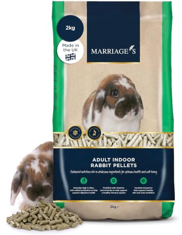 Marriage’s - Indoor Rabbit Food, Pellets for a Healthy Weight and Immune System, Adult and Baby Rabbit Food with Sunflower Seed, 100% Nutri Pressed, Suitable for 20 Weeks and Older (2kg)