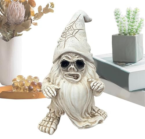 Décoration de nain squelette – Statue de jardin d'Halloween, figurine de nain squelette en résine | Sculptures de nain en résine, nain effrayant pour cour, sculptures de jardin effrayantes, décoration