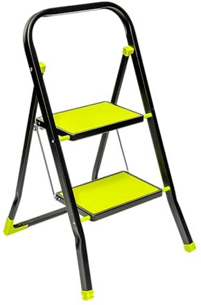 StepIt Premium 2 Step Ladder & Folding Step Stool - Heavy Duty Small Ladder for Home & Kitchen Step, 150kg Capacity, Portable Stepladder with Anti-Slip Steps, Ultra-Slim Steel Folding Ladder
