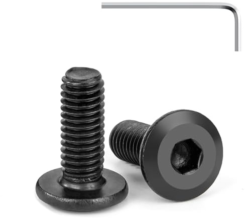 Tunejoy Flachkopfschrauben Schwarz M6 x 16 mm Flachkopf Schrauben Edelstahl A2 V2A Möbelschrauben Innensechskant Vollgewinde mit Inbusschlüssel 20 Stück