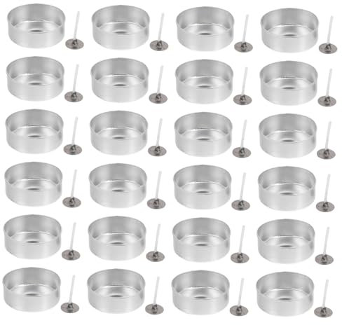 Genérico 100 Juegos Juego De Mechas Para Velas Con Carcasa De Aluminio. Tazas De Té Vacías Tazas Ligeras De Té Para Manualidades Kit De Candelita Base De Luz De Té Ligero Recargable Algodón