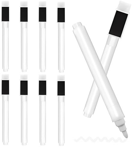DWFEYOI 10 Stück Whiteboard Marker, magnetische Whiteboard Stifte und Radiergummi abwischbarer Stift Folienstift abwischbare Markierungsstifte für Zuhause Schule Büro Whiteboards Memoboard