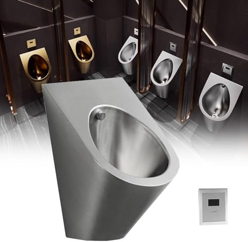 Spritzwassergeschütztes, wassersparendes Urinal-Töpfchen, wandmontiertes Urinal aus Edelstahl, hocheffizientes Spülurinal für gewerbliche öffentliche Toiletten für Hotels,Stainlesssteel