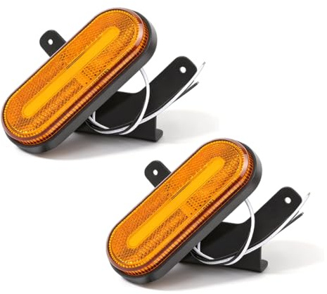 Qiping 2 x LED Begrenzungsleuchte Orange 12V 24V LED Umrissleuchte Gelb Bernstein Positionsleuchte mit E-Prüfzeichen für LKW, Pkw-Anhänger, Wohnwagen, Kfz, Traktor