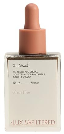 + Lux Unfiltered N°12 Sunstruck Face Tanning Drops - Fragrance Free Bronzing Drops for Face with Hyaluronic Acid, Coconut Water, & Passionfruit Oil - Cruelty Free & Vegan Self Tanner