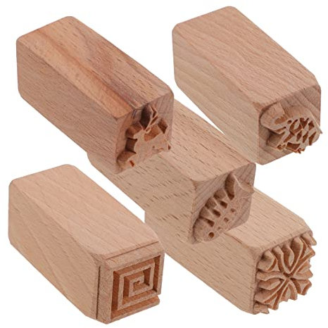 Angoily 5pezzi Timbri Per Dolci Legno Stampo Per Biscotti e Torte Con Design Creativo Facile Da Pulire e Utilizzare Per Biscotti e Dessert Fatti Casa