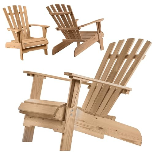 KADAX Adirondack Chaise de jardin en bois, avec dossier haut et accoudoirs, chaise de relaxation, fauteuil d'extérieur en bois pour jardin, foncé