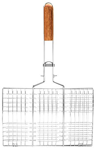 Pongnas Panier de Gril, Panier de Gril à Poisson Piscage de Poisson Grillon pour Barbecue grillé Clamp/Holder de Extérieur Outil de Camping avec Poignée Barbecue