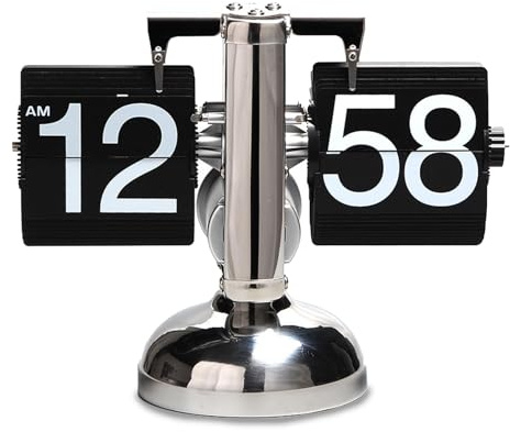 IDAMAKON Flip-Uhr Retro,Digitale Batteriebetriebene Down Uhr mit Zahnradmechanik,Schreibtischuhr Vintage Design,Mechanisch Flip Clock,Tischuhr Mit Digitalanzeige Für Das Wohnzimmer zu Hause(Schwarz)
