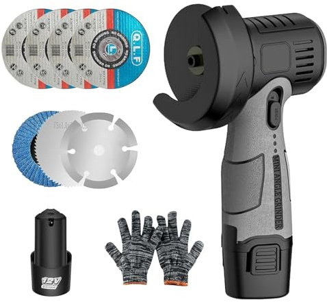 LIROPAU Mini Cordless Angle Grinder, 12V Cordless Angle Grinder with 1PCS 1500mAh, 6 Cutting Discs, 1 Gloves, 19500RPM, for Cutting, Polishing and Grinding