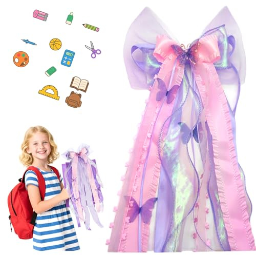 Wqafe Schultütenschleife Zuckertüten Schleife Deko 60×20cm Schultüten Schleife zur Einschulung Mädchen und Junge Lila Hellviolett Bastelset Schultüte Schleife