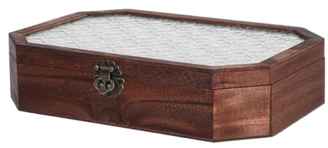 FONDOTIN Caja de Madera con Tapa Organizador Vintage para Té Cosméticos y Pequeños Artículos Gabinete de Madera con Acabado Natural y Compartimentos para Almacenaje