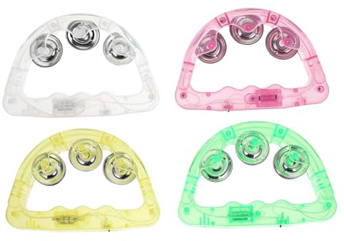 FUNNETOYU 8 Stück LED Handtamburin mit Blinkendem Licht Leichtes Kunststoffspielzeug für Musik und Feier für Feiertags und Geburtstagsfeiern Zufällige Farbe