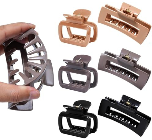 Muorruo 6er-Pack Silikon-Haarspangen in 2 Ausführungen, flexible und weiche Haarclips für Damen | Rechteckige, kleine und große, bequeme Haarspangen (Dunkelkhaki, Kaffee, Schwarz)