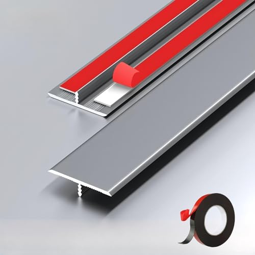 Aluminium T-Bar Floor Transition Profile, Professional Metal Flooring Separator for Tile to LVT, Screw/Glue Fix Door Step Plate Trim 2.7M(Silver,3pcs*90 * 3.3cm)