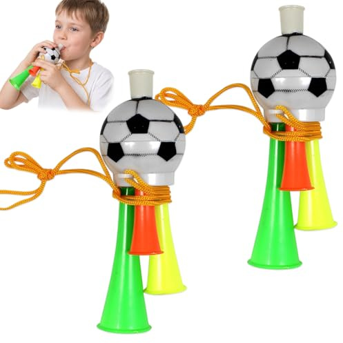 ZAKTUS 2 Stück Fußball Tröte & Vuvuzela – Lautes Fan Horn zum Jubeln & Anfeuern im Stadion, für WM, EM, Kinder & Erwachsene – Party Fanartikel