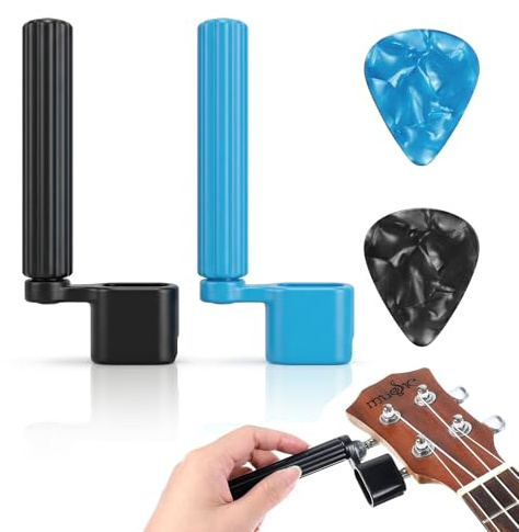 ZMaglorian Gitarrensaiten Set mit Saitenkurbel, Gitarrenzubehör – 2 String Winder und 2 Plektren Schwarz Blau für Klassische Gitarre, Westerngitarre, Akustikgitarre, E Gitarre, Konzertgitarre