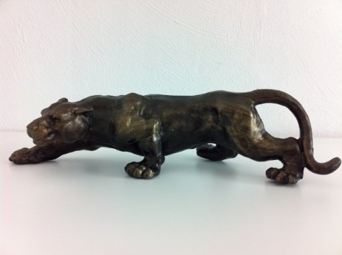 Panter, scultura decorativa in ghisa effetto bronzo leopardato, 41 cm