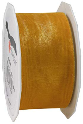 C.E. PATTBERG SHEER Cinta regalo de organza color oro, 25 m cinta decorativa para envolver regalos, 40 mm de ancho, cinta para decoración y manualidades versátiles y creativas